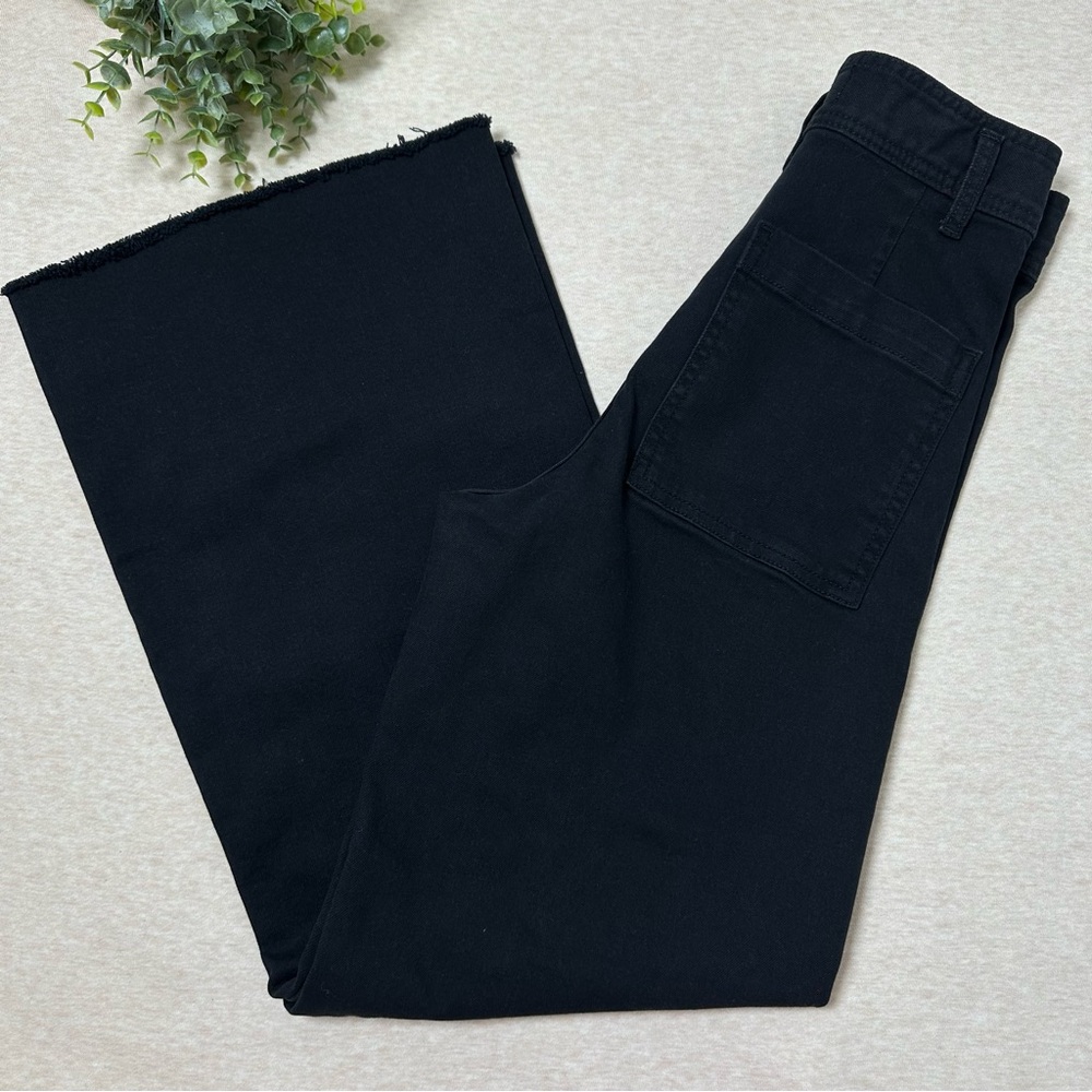 Zara Women’s Black Cotton The Marine Straight High Rise Wide-Leg Jeans Size 2 - Picture 8 of 9